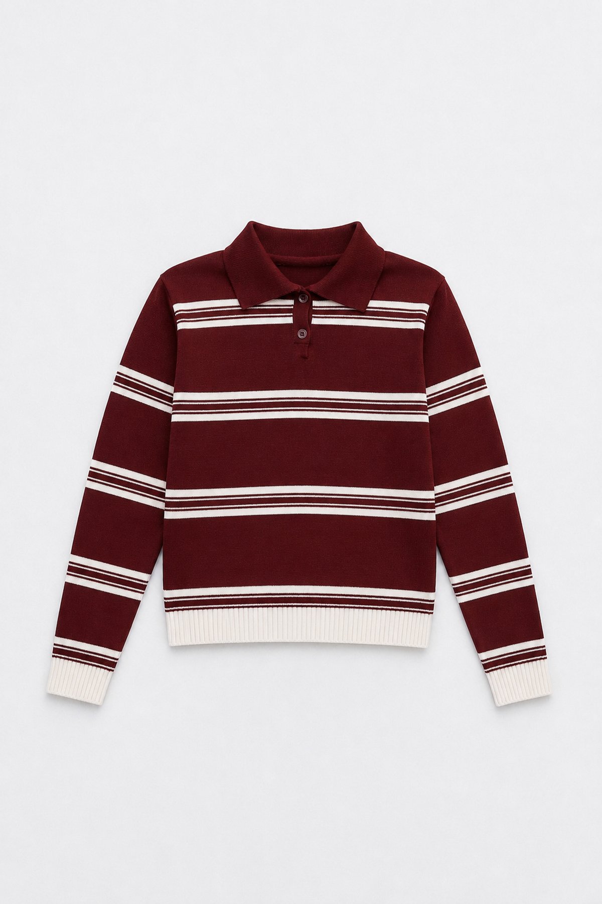 Sweater Polo Rayas Bordeaux - 2