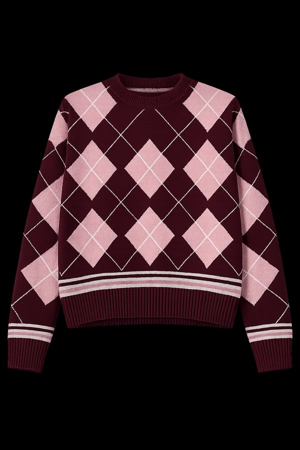 Sweater Rombos Burgundy & Rosa