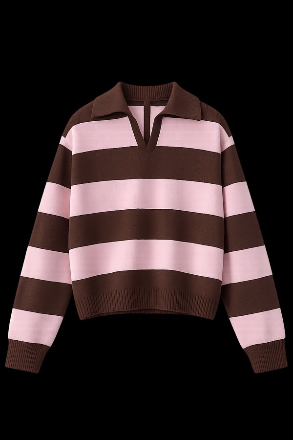 Sweater Polo Rugby Rosa & Chocolate