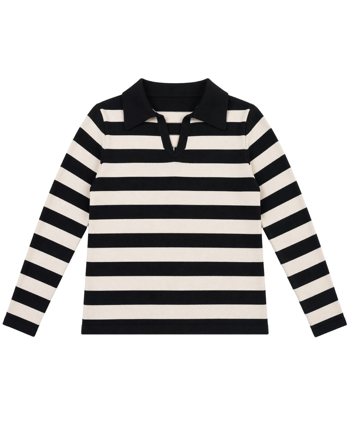 Sweater Polo Stripe Black Cream - 2