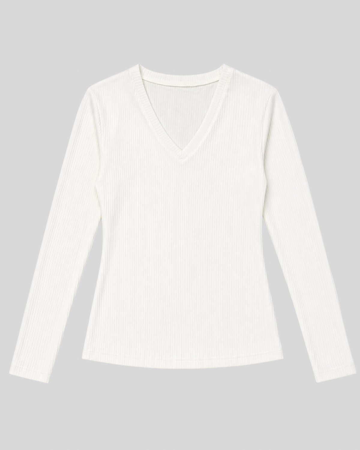 Top Rib V-Neck Ivory - 2