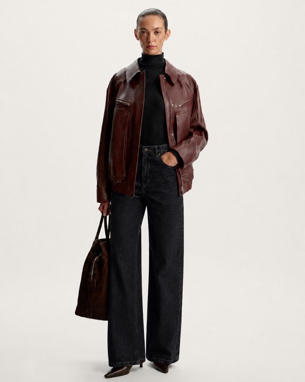 Jeans Wide Leg Gris oscuro  