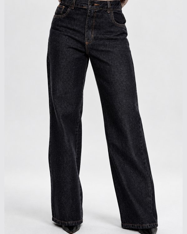 Jeans Wide Leg Gris oscuro  
