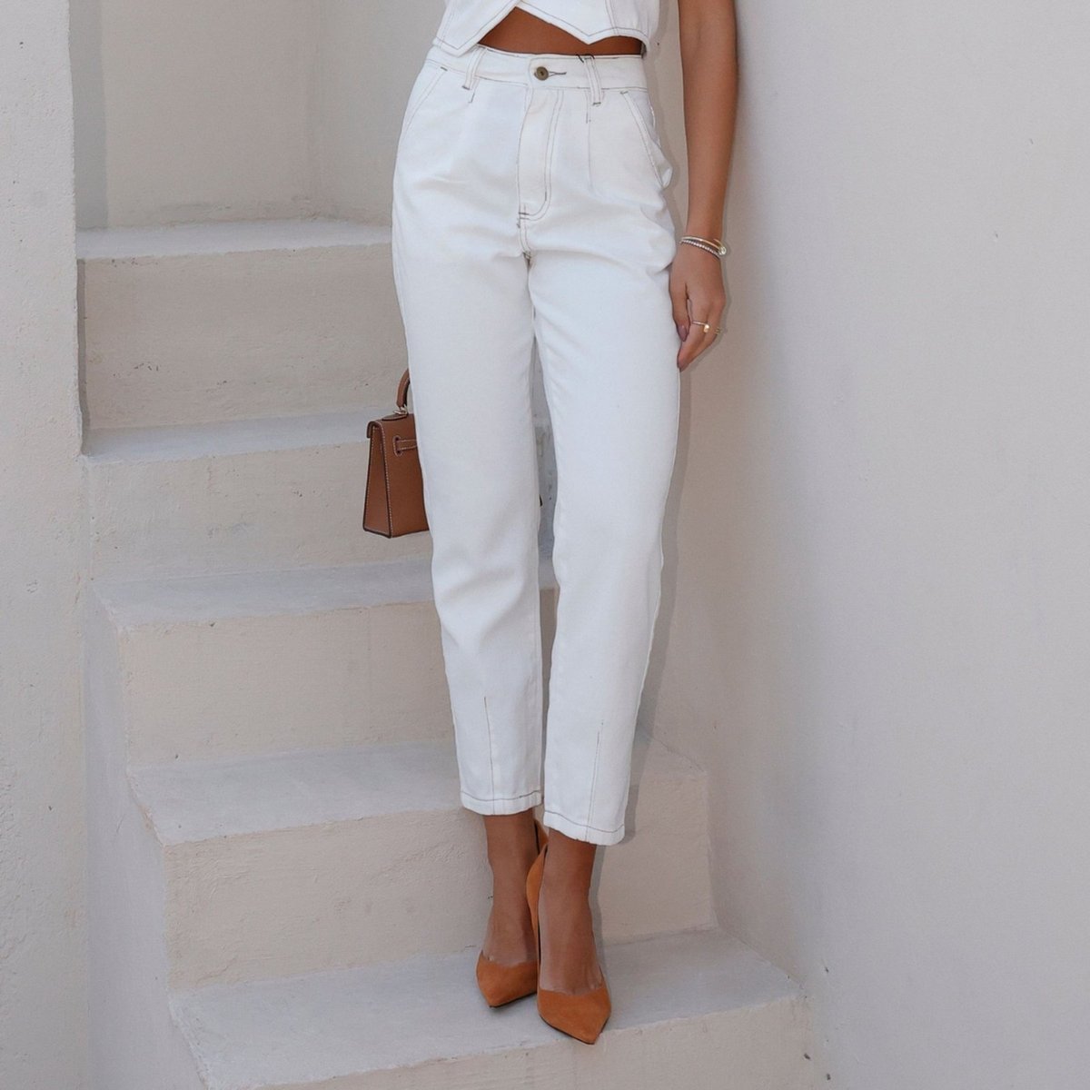 White Slim Straight Jeans - 2