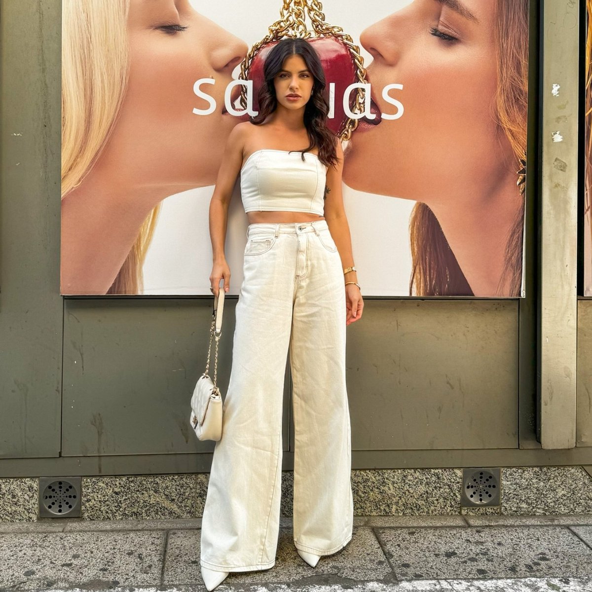 Ivory Wide Leg Jeans