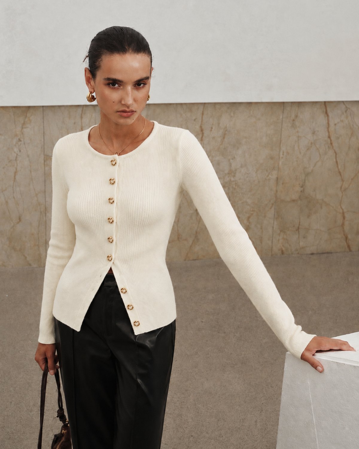 Cardigan Ribbed Cream
