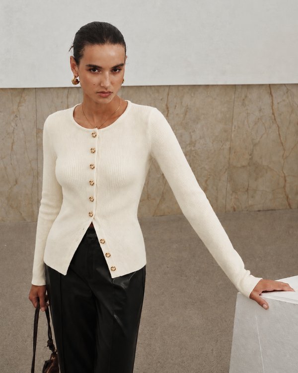 Cardigan Ribbed Cream