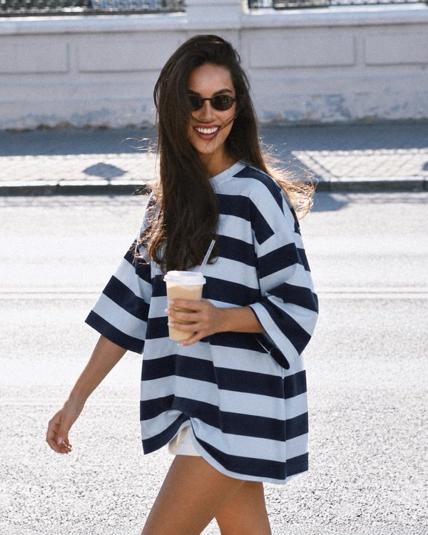Top Knit Rayas Celeste & Navy
