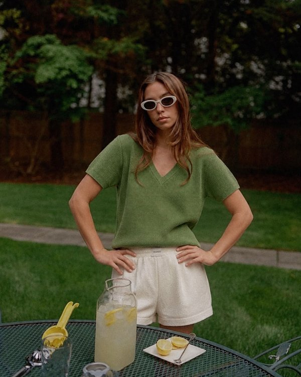 Sweater Tejido V-Neck Olive