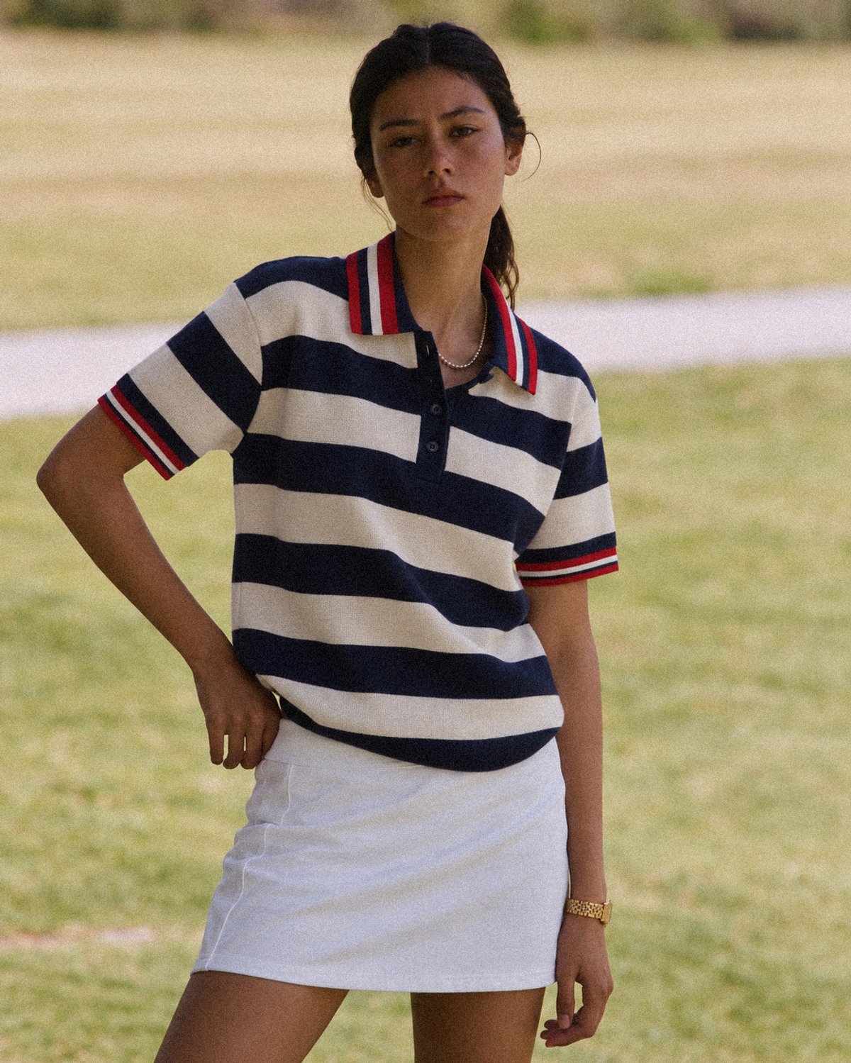 Polo Rayas Navy & Red