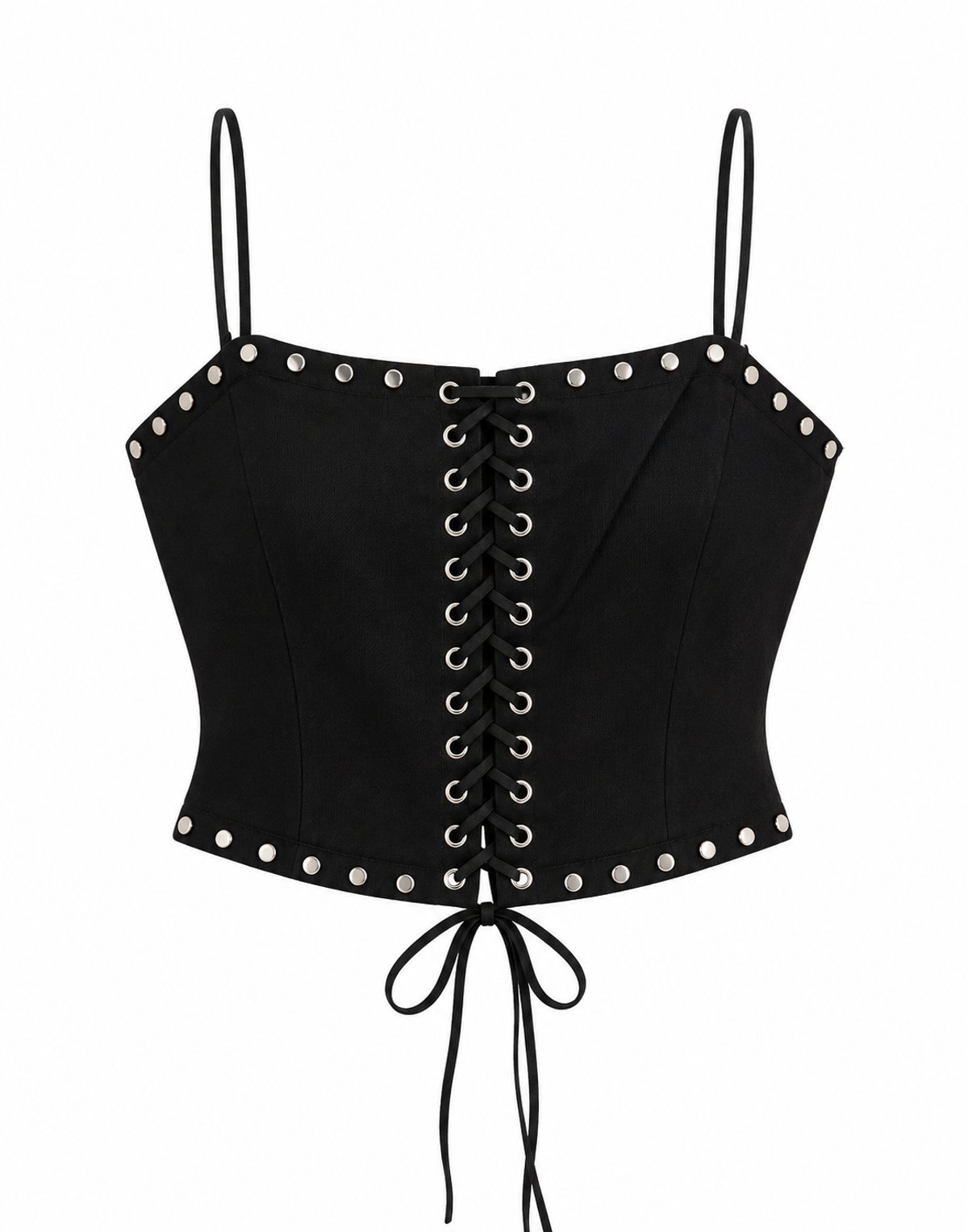 Corset negro con tiras y remaches — imagen 2