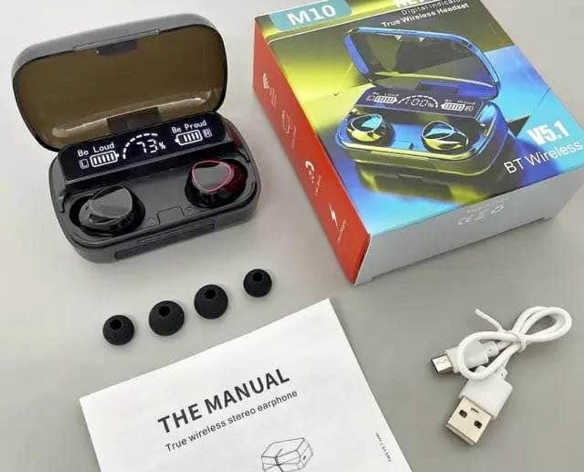 Auriculares inalámbricos M10 con Bluetooth 5,3, cascos TWS con pantalla LED, batería externa.