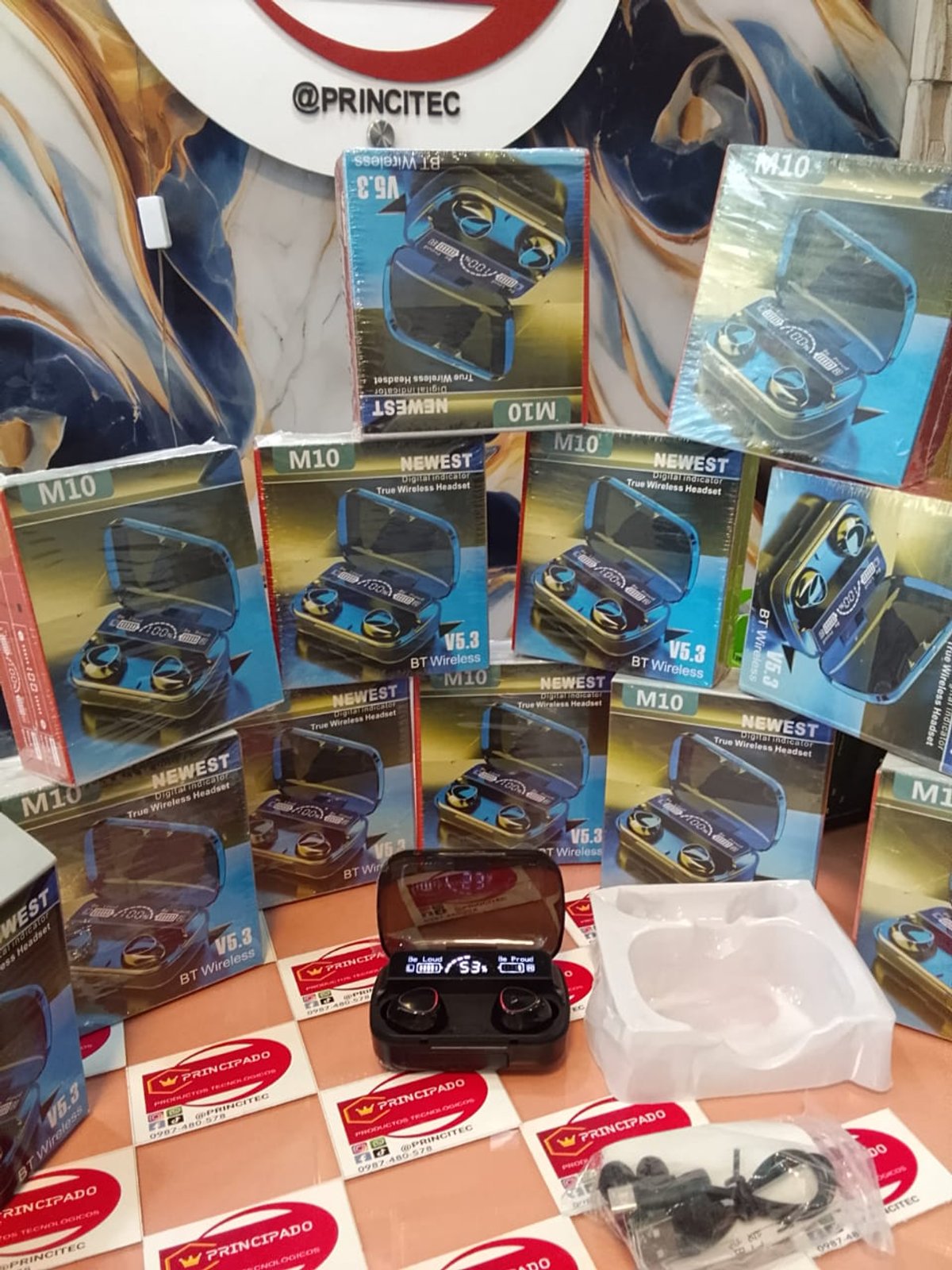 Auriculares inalámbricos M10 con Bluetooth 5,3, cascos TWS con pantalla LED, batería externa.