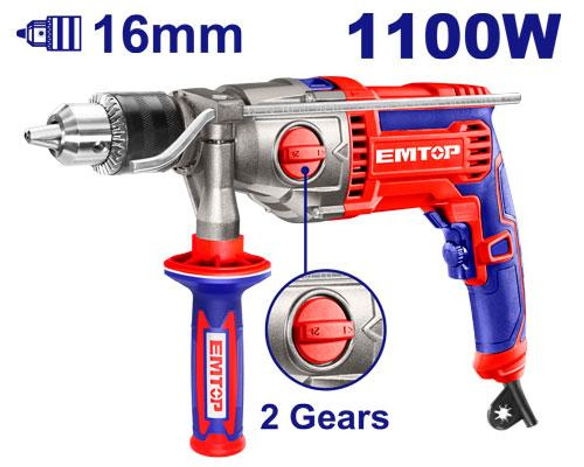 Taladro percutor Emtop 1100 W mandril 16 mm (EMDL21101) - 2