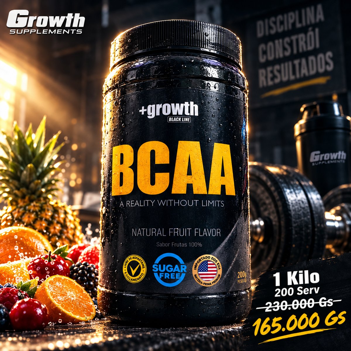 BCAA Growth, 1 kilo 200 Serv! - 2