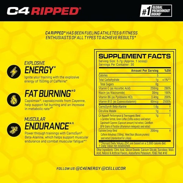 C4 Ripped de Cellucor (con Quemador)