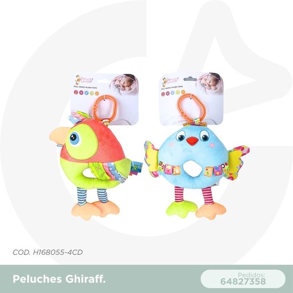 PELUCHE GHIRAFF- LORO Y POLLO COD. H168055-4CD
