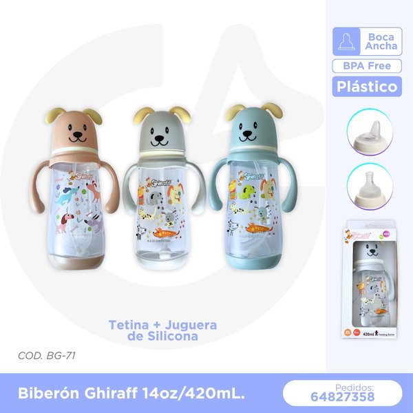 BIBERON GHIRAFF 14 oz/420 mL -6m + COD. BG-71