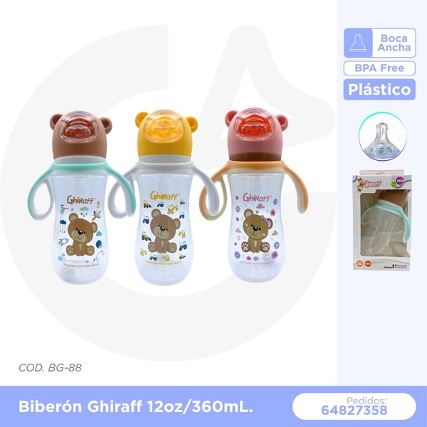 BIBERON GHIRAFF 12 oz/360 mL - 9m + COD. BG-88