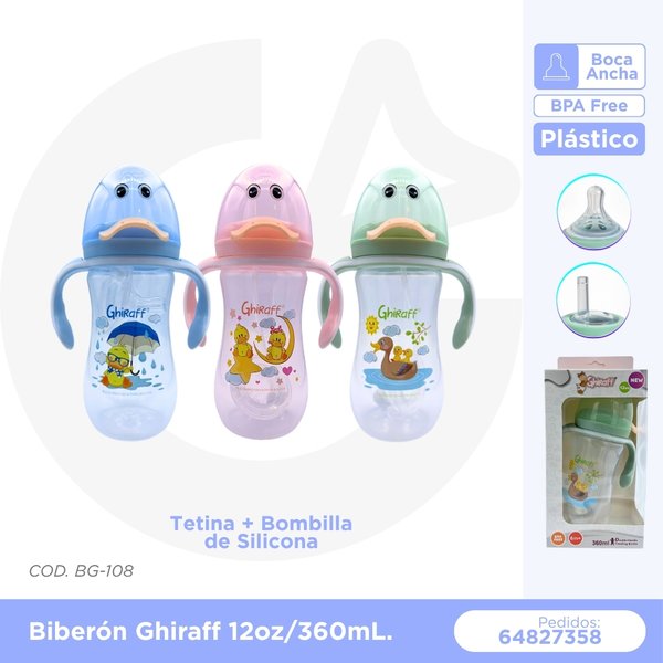 BIBERON GHIRAFF 12 oz/360 mL- 6m+ COD. BG-108
