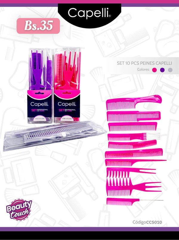 SET 10 PCS PEINES CAPELLI