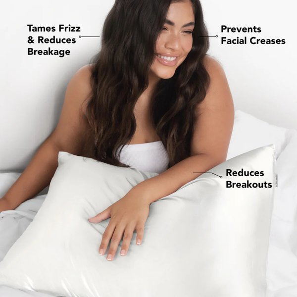 KITSCH Satin Pillowcase King Ivory 36" x 19"