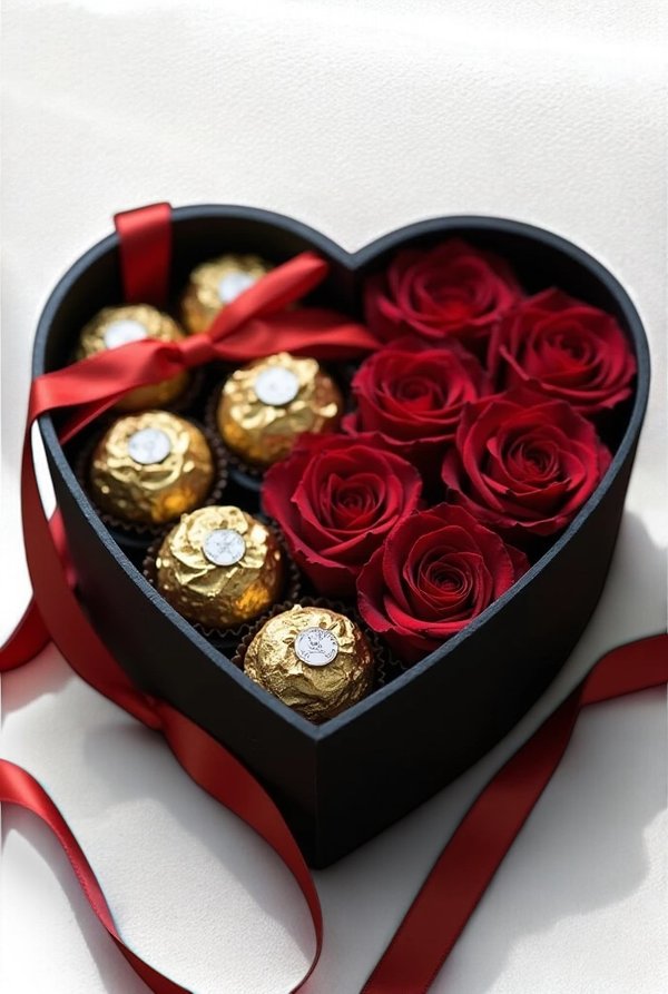 Flores reales en forma de corazón.