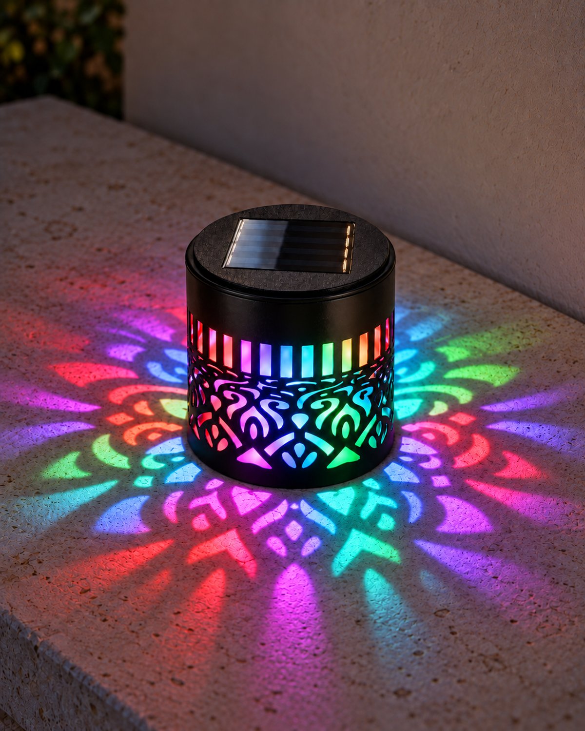 Lámpara solar multicolor para pared