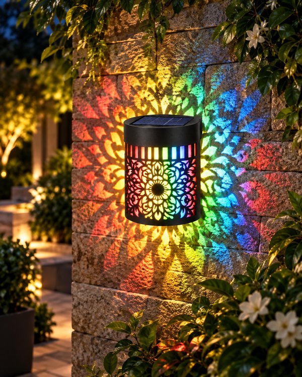 Lámpara solar multicolor para pared
