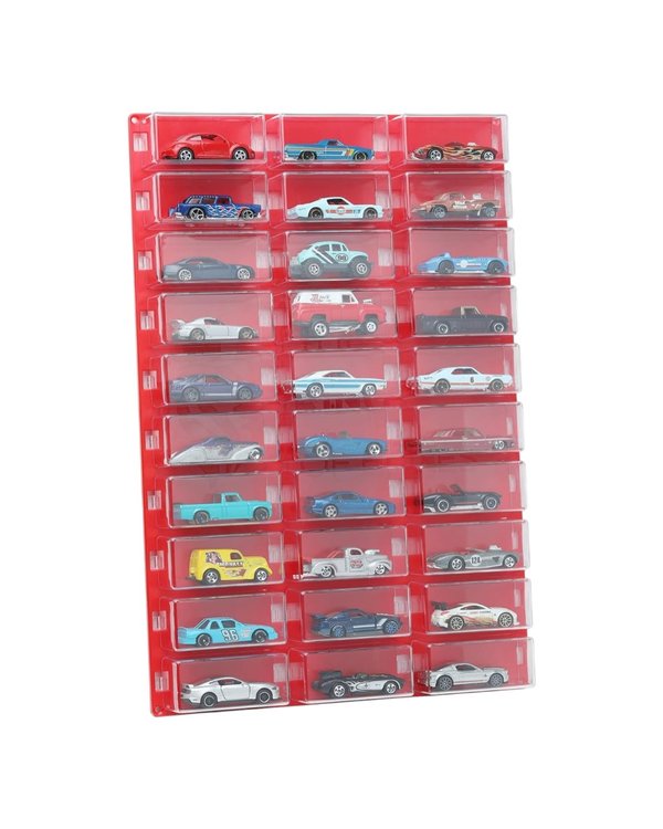 Expositor con 30 compartimentos individuales - Fondo Rojo