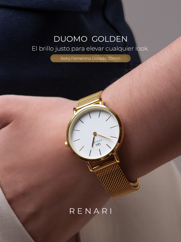 Reloj Duomo - Brazalete dorado - Bolsa de regalo. 