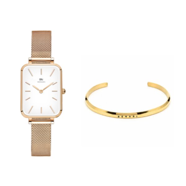 Reloj Siena - Brazalete dorado - Gafas Berlín- Bolsa de regalo.