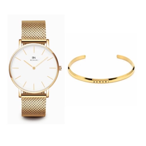 Reloj Duomo - Brazalete dorado - Bolsa de regalo. 