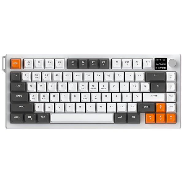 Teclado Gamer Ajazz x Nacodexx AF82 - Inálambrico - Formato 75%  (Gris y Blanco)