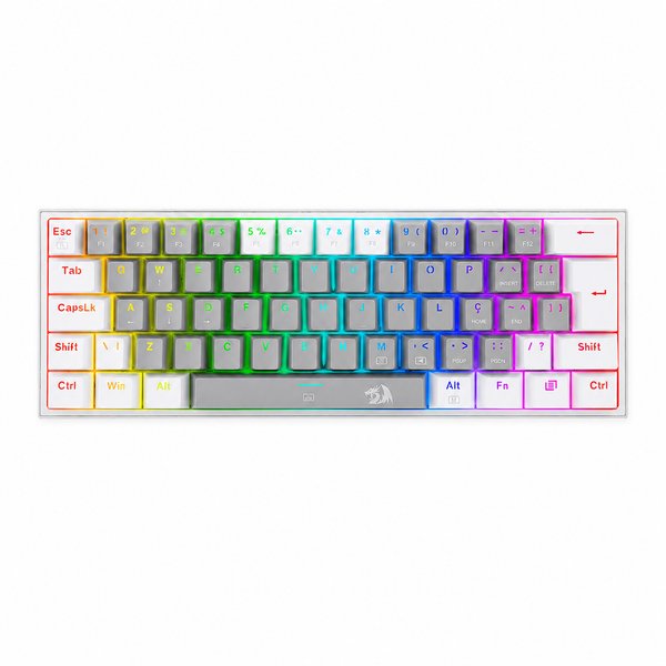 Teclado Mecánico Redragon Fizz K617 60% - Blanco y Gris - Switch Blue