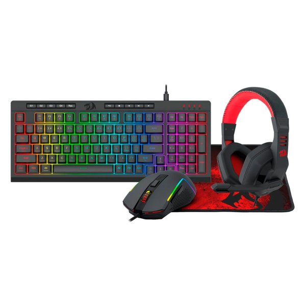 Kit Gamer Teclado + Mouse + Auricular + Mousepad Redragon S149