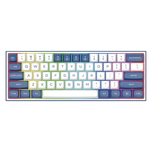 Teclado Gamer Redragon Alcor K717 Pro - 60% - Inalámbrico - Blanco y Azul