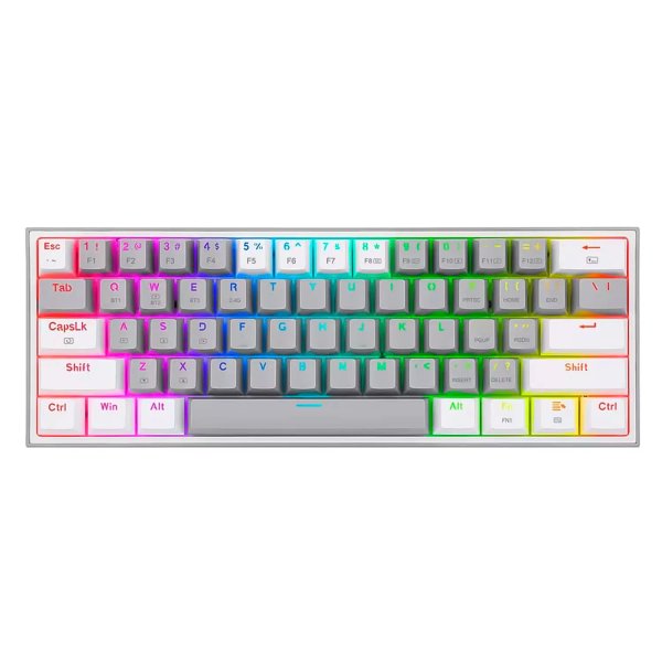Teclado Redragon Fizz K617 RGB - Switch Red - 60% - Gris y Blanco