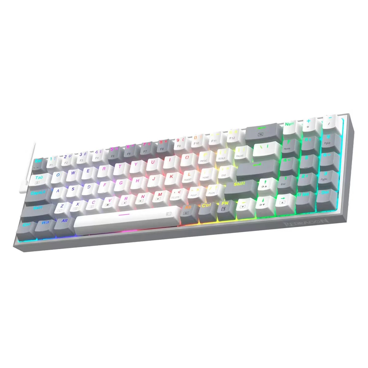Teclado Gamer Redragon Pollux K628 - RGB - USB - Blanco y Gris - 2