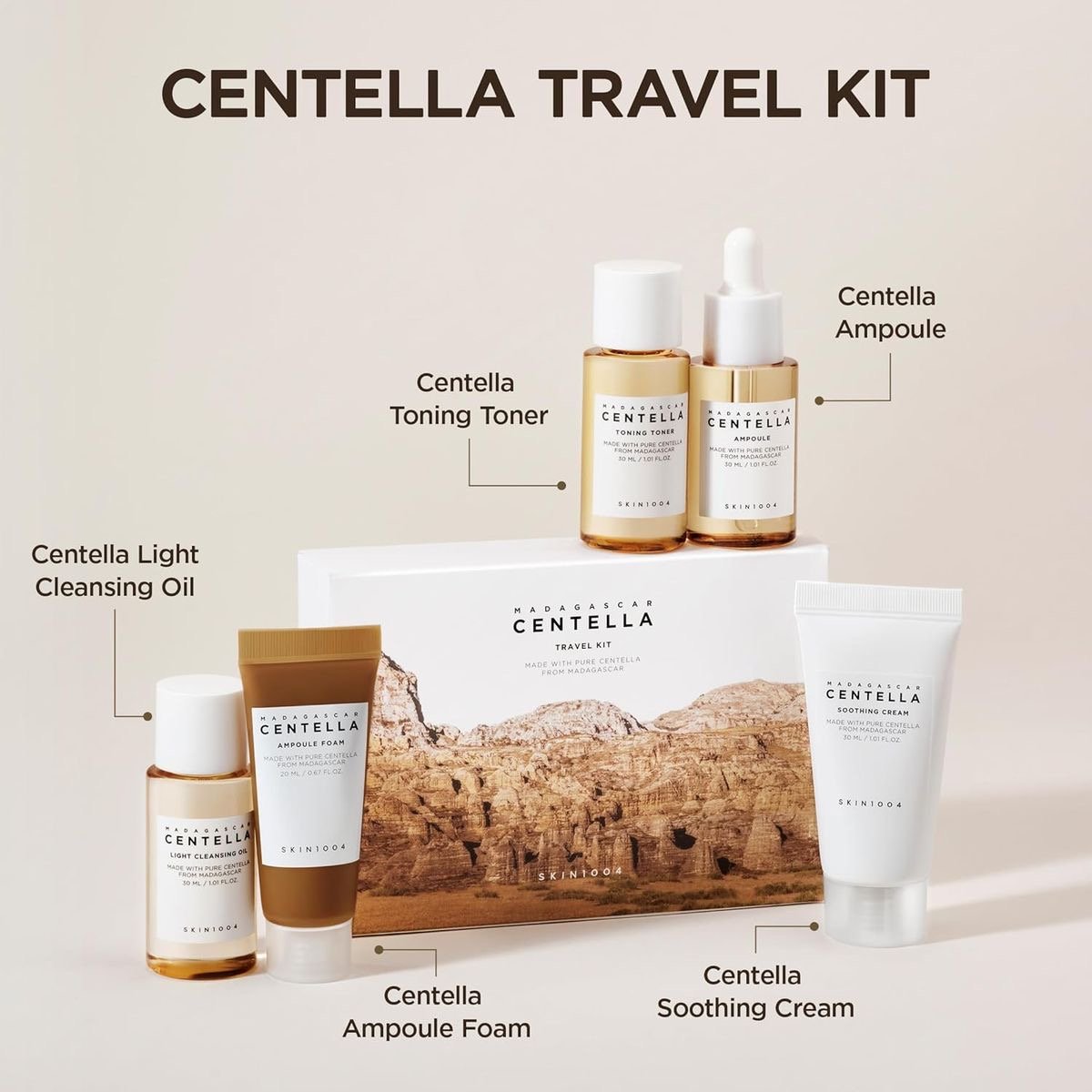 ✈️ SKIN1004 Madagascar Centella Travel Kit - 5 pcs