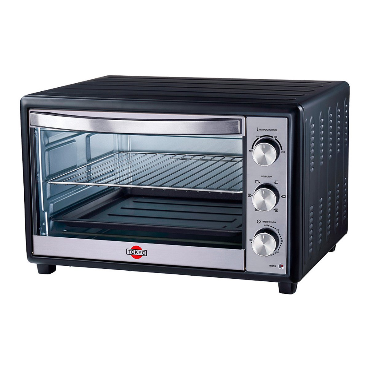 HORNO ELECTRICO TOKYO LISTO PLUS 46LTS NEGRO 2REJ/1BAND/1REC.MIG./1AGARRAD. 250