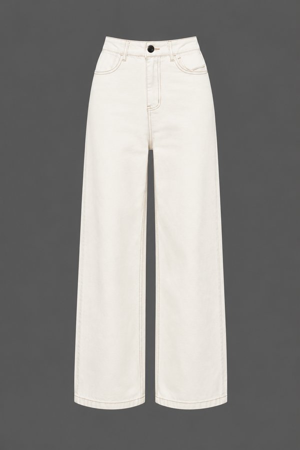 Jeans Wide Leg Crema