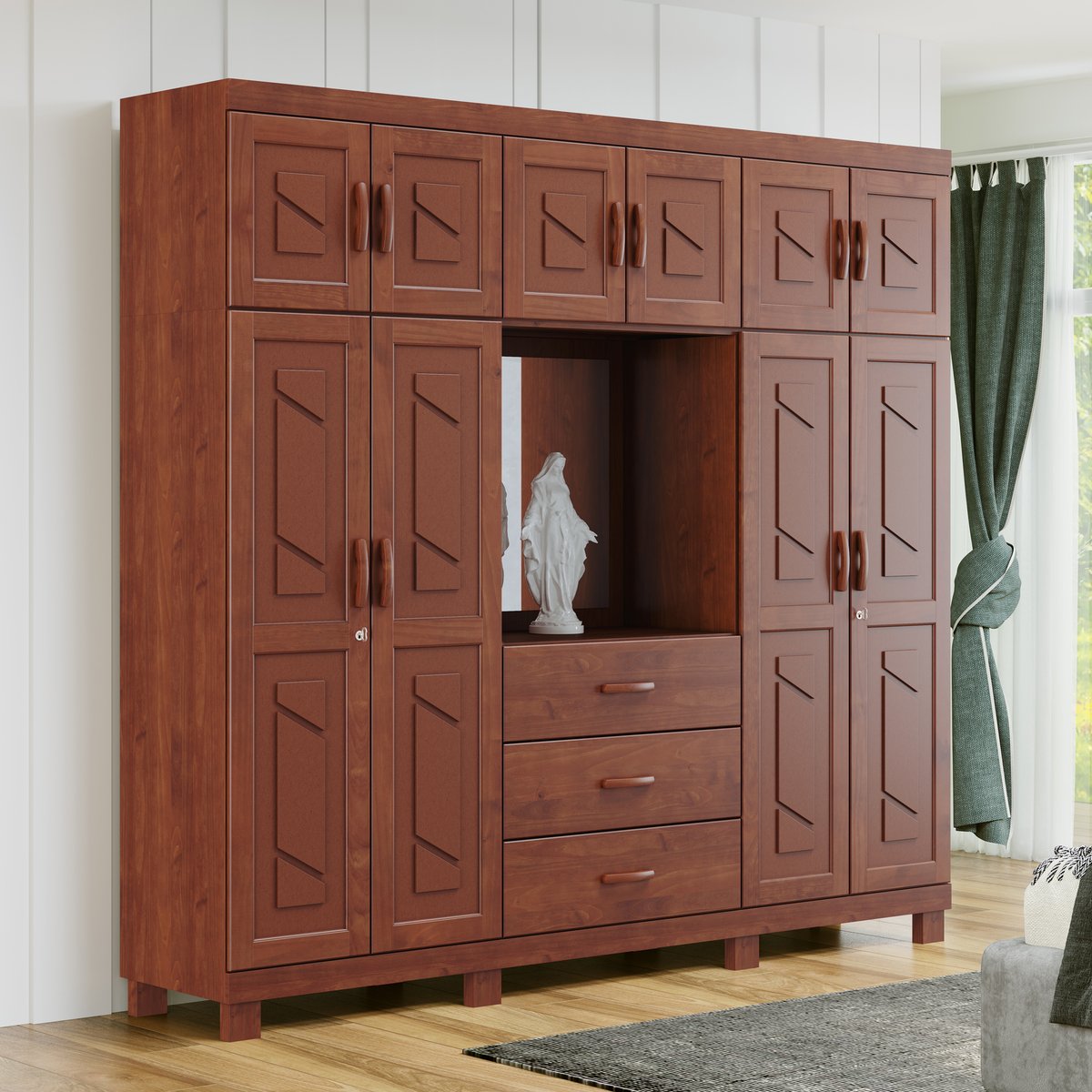 ROPERO 10 PUERTAS 3 CAJONES CON ESPEJO COBRE CAPELA 1263T FINESTRA IMBUIA