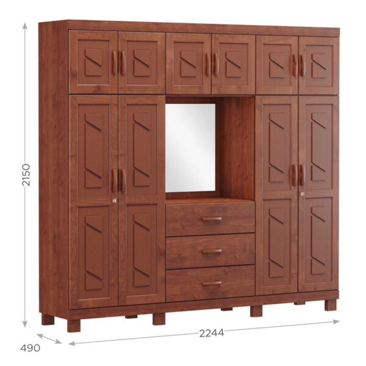 ROPERO 10 PUERTAS 3 CAJONES CON ESPEJO COBRE CAPELA 1263T FINESTRA IMBUIA - 3