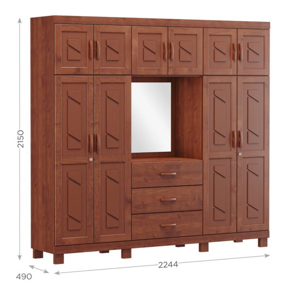 ROPERO 10 PUERTAS 3 CAJONES CON ESPEJO COBRE CAPELA 1263T FINESTRA IMBUIA