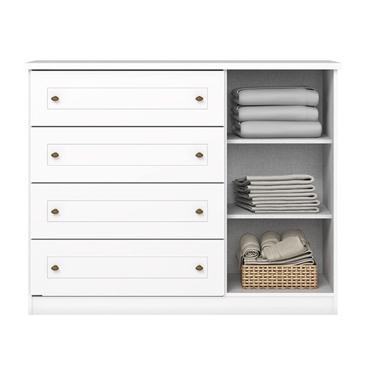 COMODA 1 PUERTA 4 CAJONES AMERICANA D715 BRANCO - 2