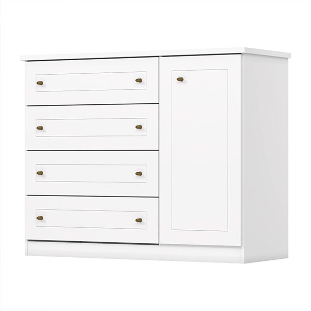 COMODA 1 PUERTA 4 CAJONES AMERICANA D715 BRANCO - 3