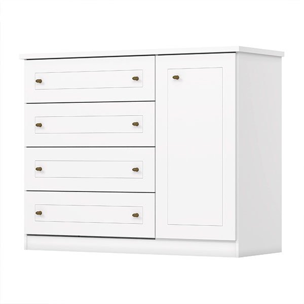 COMODA 1 PUERTA 4 CAJONES AMERICANA D715 BRANCO