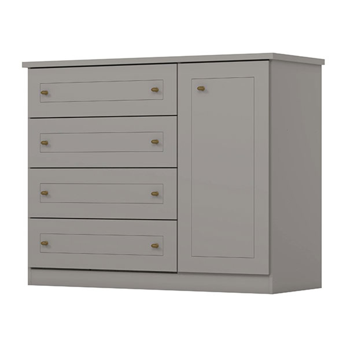 COMODA 1 PUERTA 4 CAJONES AMERICANA D715 GRIS