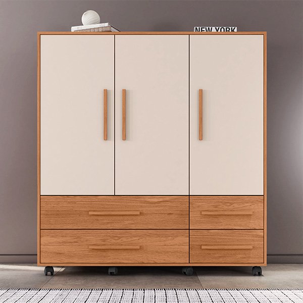 COMODA 3 PUERTAS 4 CAJONES GAUDI 1.36 FREIJO|OFF WHITE